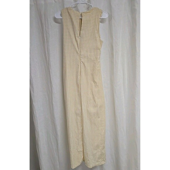 Maeve By Anthropologie Ruched Gingham Midi Dress Lined Yellow Women’s Szie 4 - Picture 9 of 13